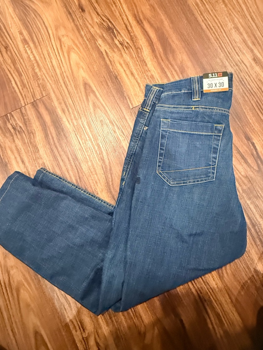 5.11 TACTICAL Defender Flex Mens 30X30 Regular Fit Straight Blue Denim Jean